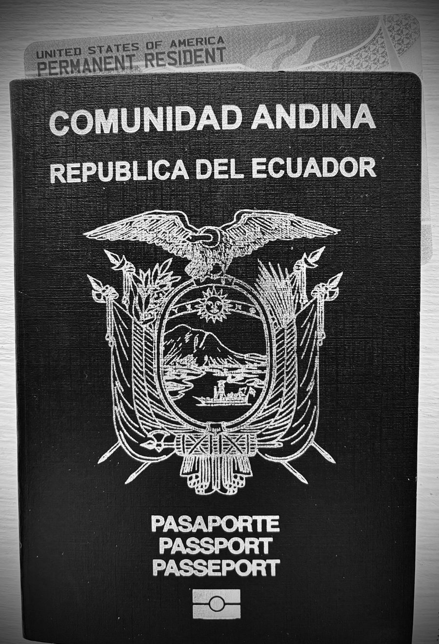 Ecuadorian passport and US Permanent Resident card